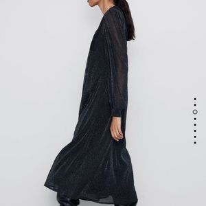 ZARA Midi Dress with Metallic Thread
